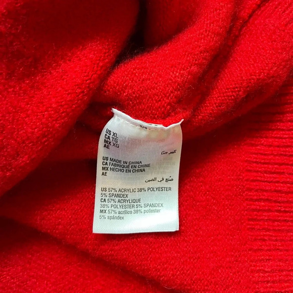 INC International Concepts Red Ruffle Shoulder Knit Sweater Xlarge Women’s - Picture 11 of 12